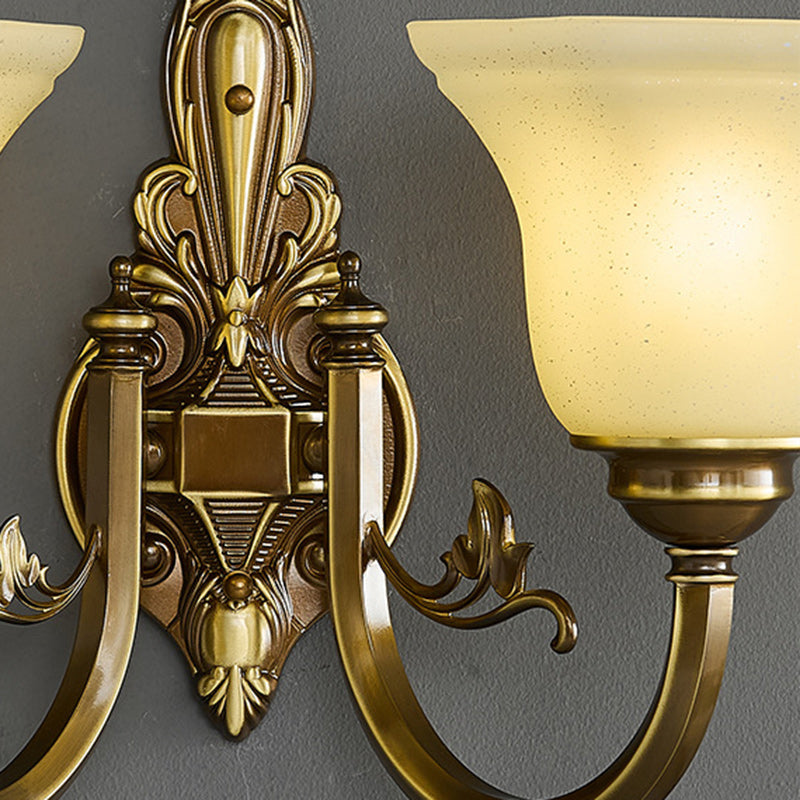 Brass Glass Horn Shape Wall Lamp