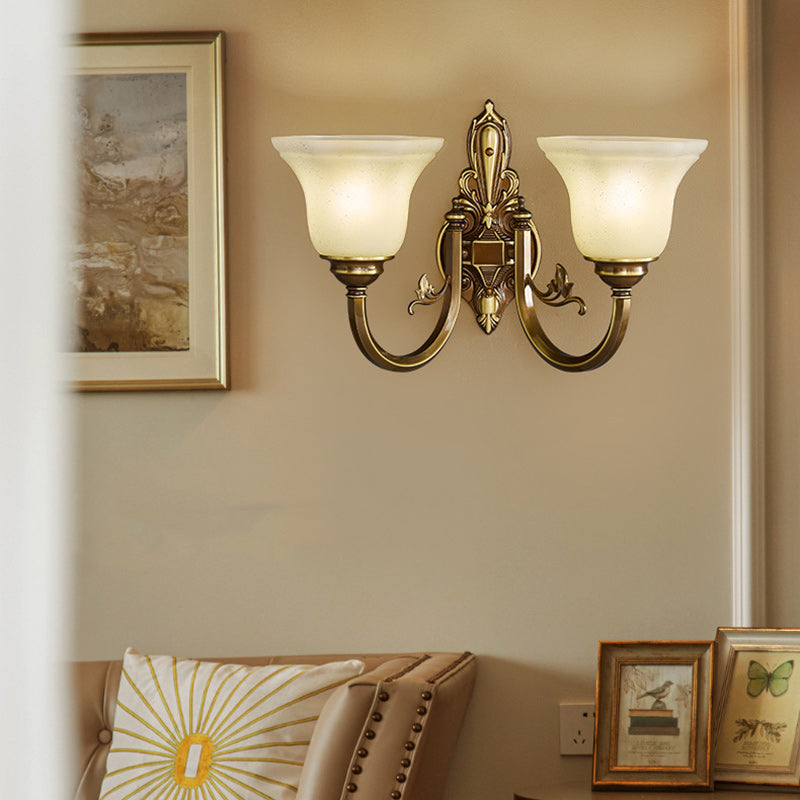 Brass Glass Horn Shape Wall Lamp