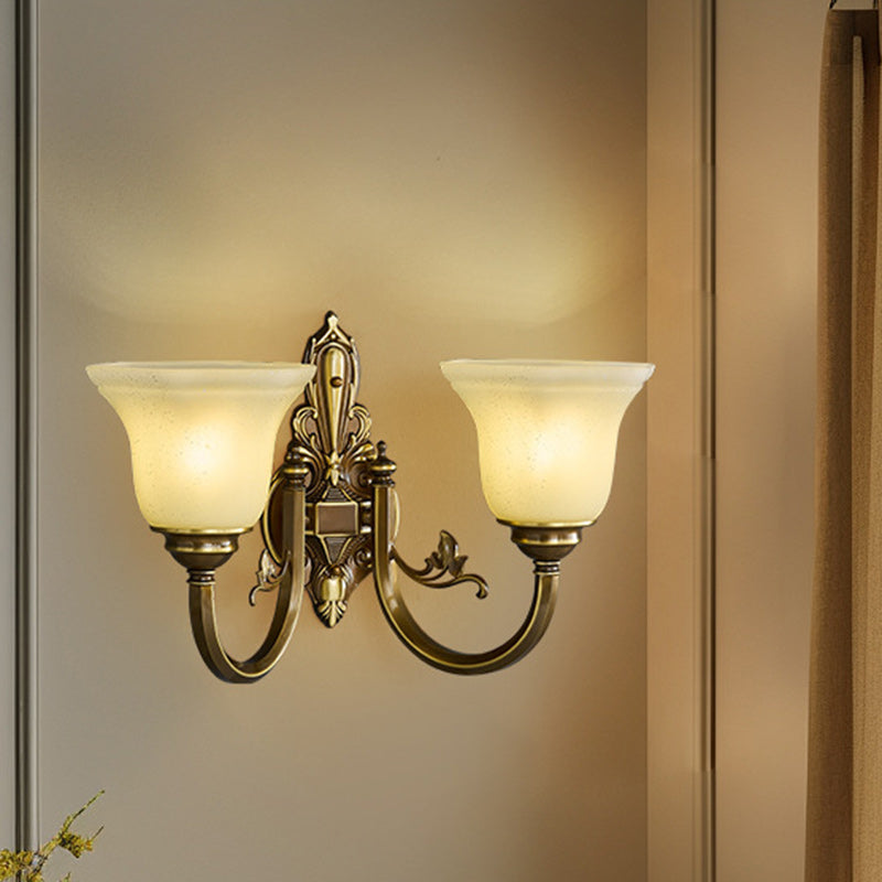 Brass Glass Horn Shape Wall Lamp