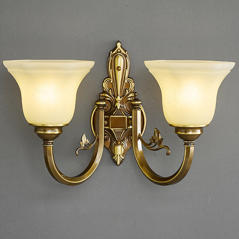 Brass Glass Horn Shape Wall Lamp