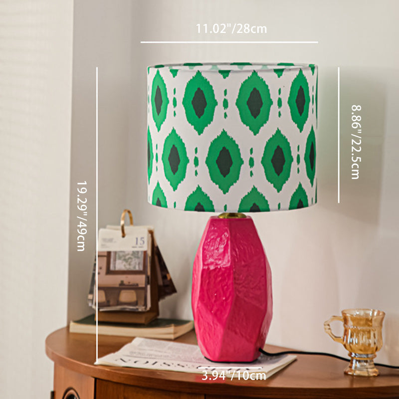 Ceramic Fabric Cylinder Geometric Table Lamp