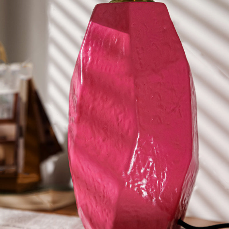 Ceramic Fabric Cylinder Geometric Table Lamp