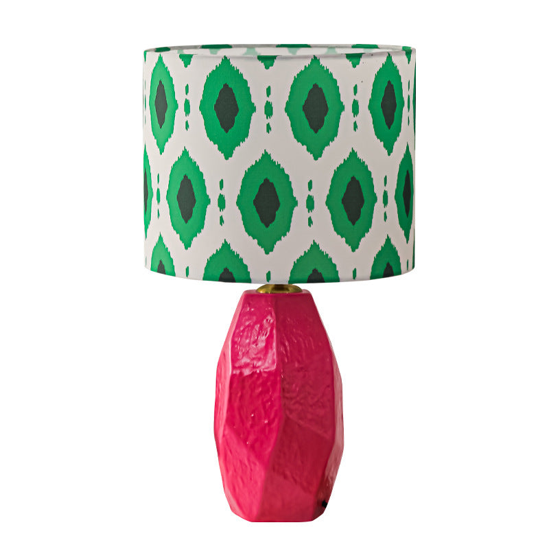 Ceramic Fabric Cylinder Geometric Table Lamp