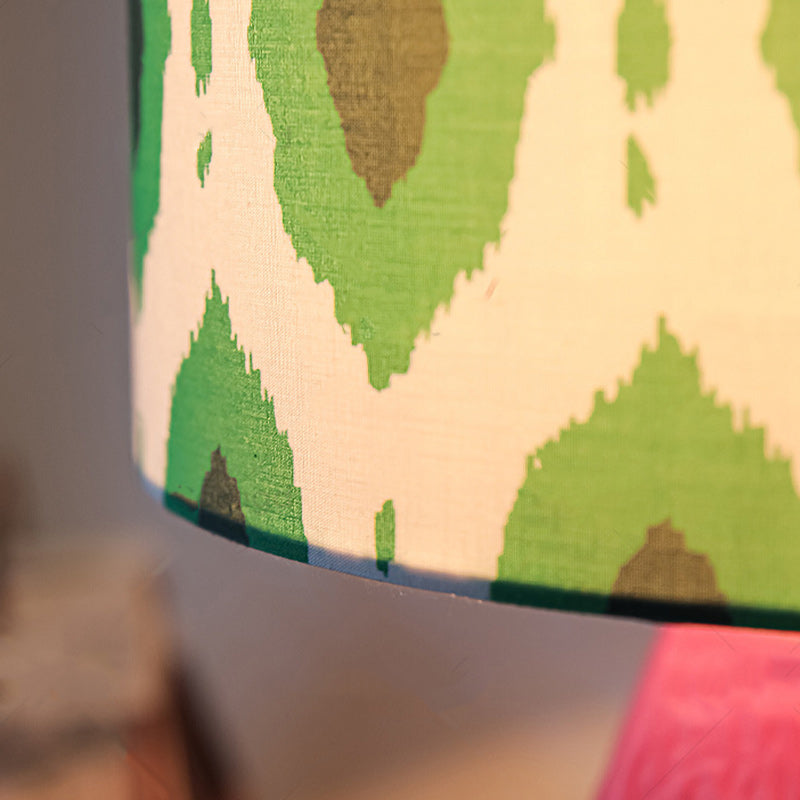 Ceramic Fabric Cylinder Geometric Table Lamp