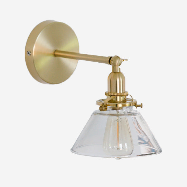 Copper Glass Conic Bedside Wall Lamp