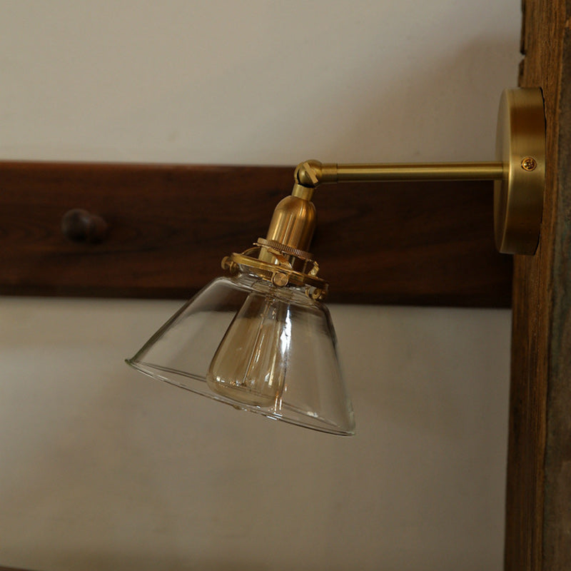 Copper Glass Conic Bedside Wall Lamp