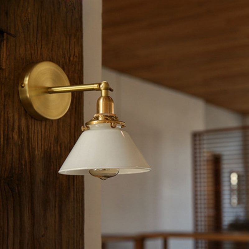 Copper Glass Conic Bedside Wall Lamp