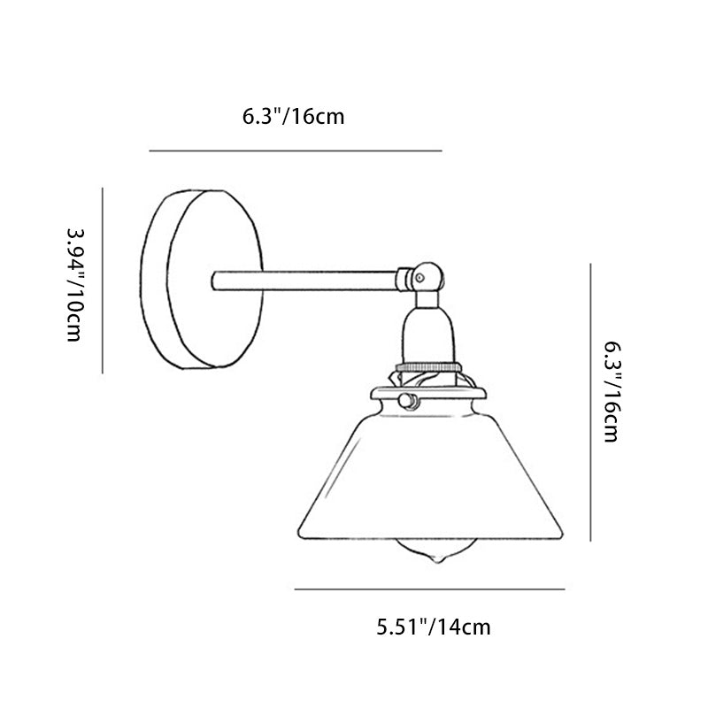 Copper Glass Conic Bedside Wall Lamp