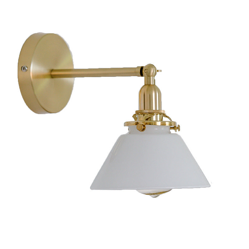 Copper Glass Conic Bedside Wall Lamp