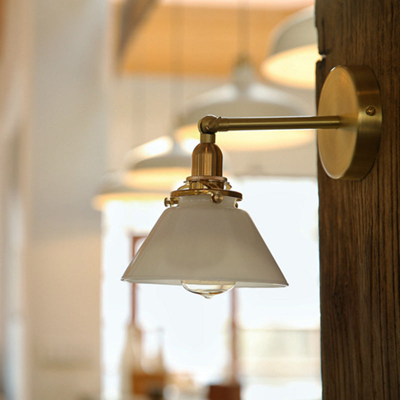 Copper Glass Conic Bedside Wall Lamp