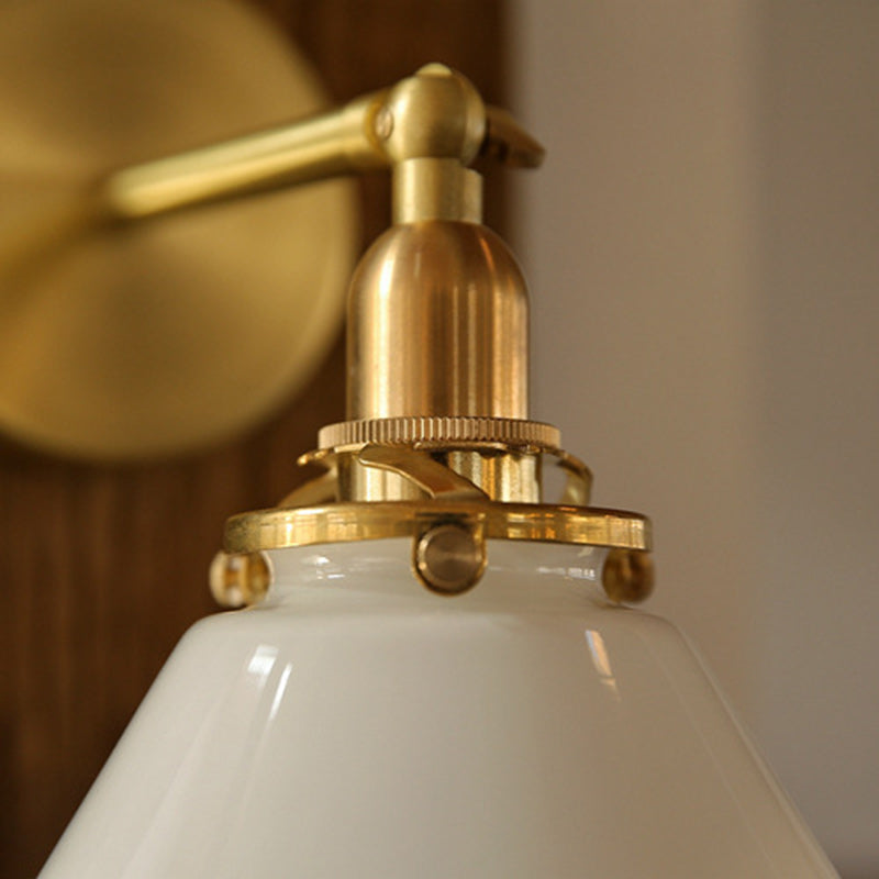 Copper Glass Conic Bedside Wall Lamp