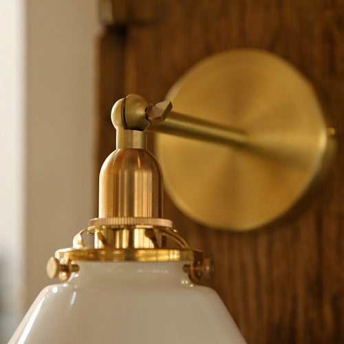 Copper Glass Conic Bedside Wall Lamp
