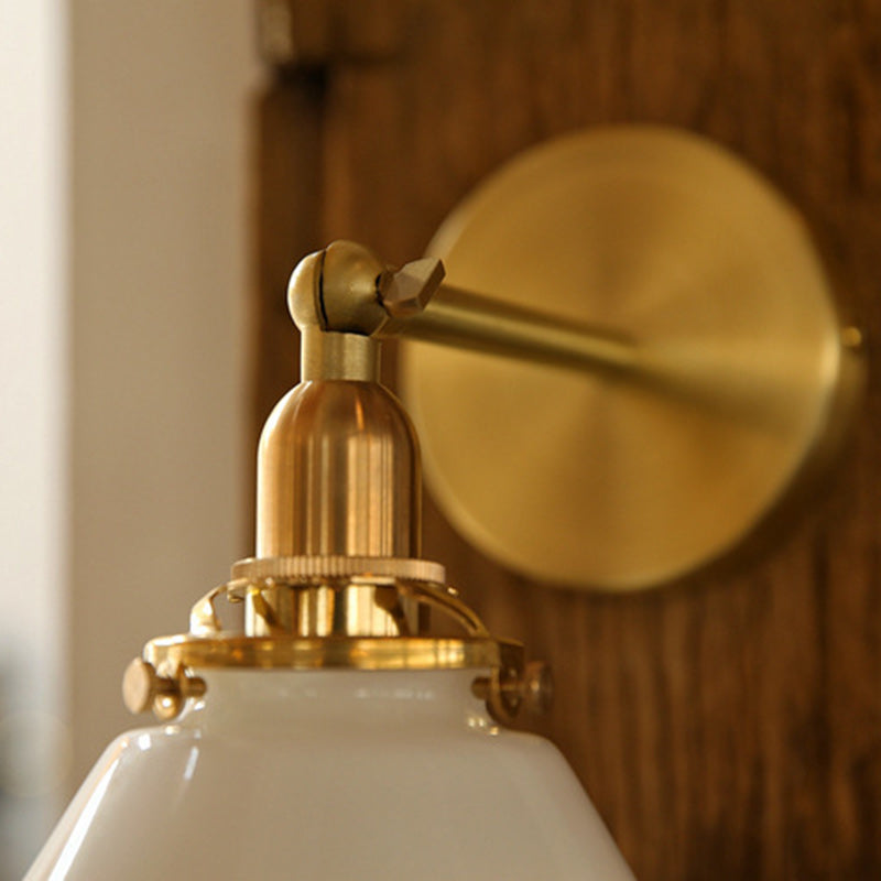 Copper Glass Conic Bedside Wall Lamp