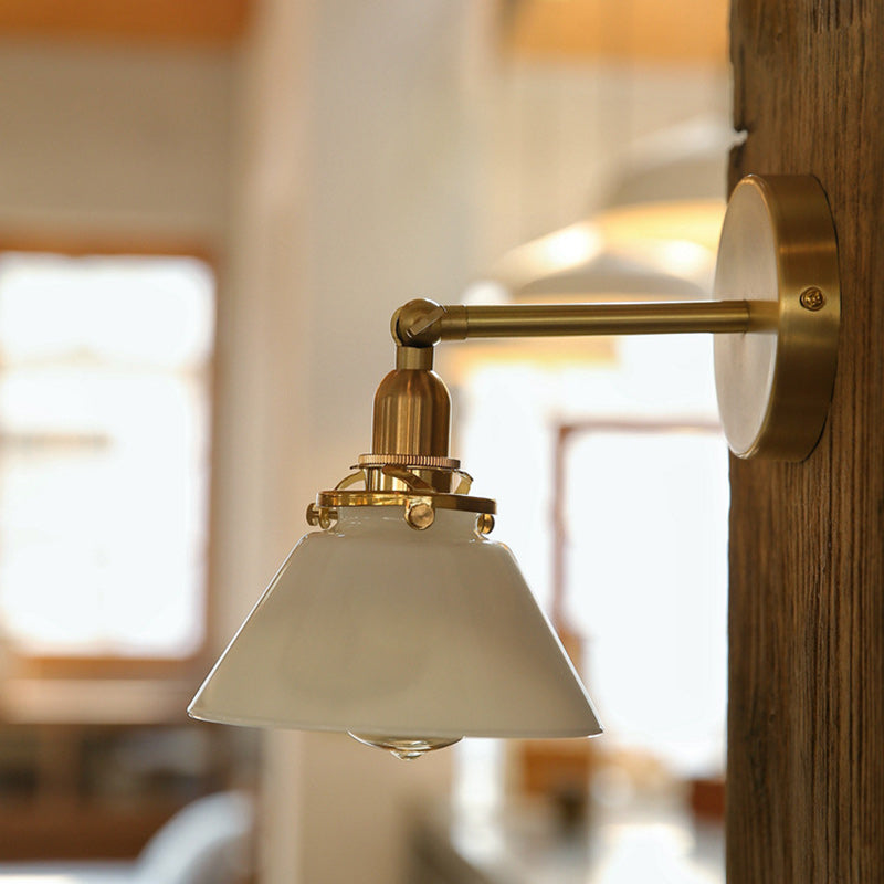 Copper Glass Conic Bedside Wall Lamp