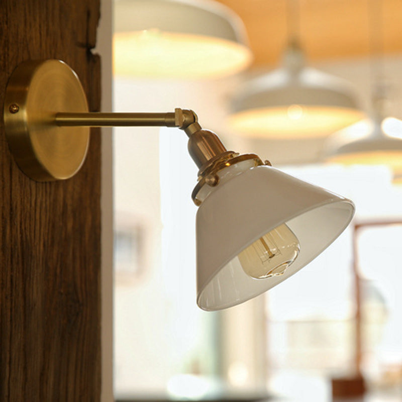 Copper Glass Conic Bedside Wall Lamp