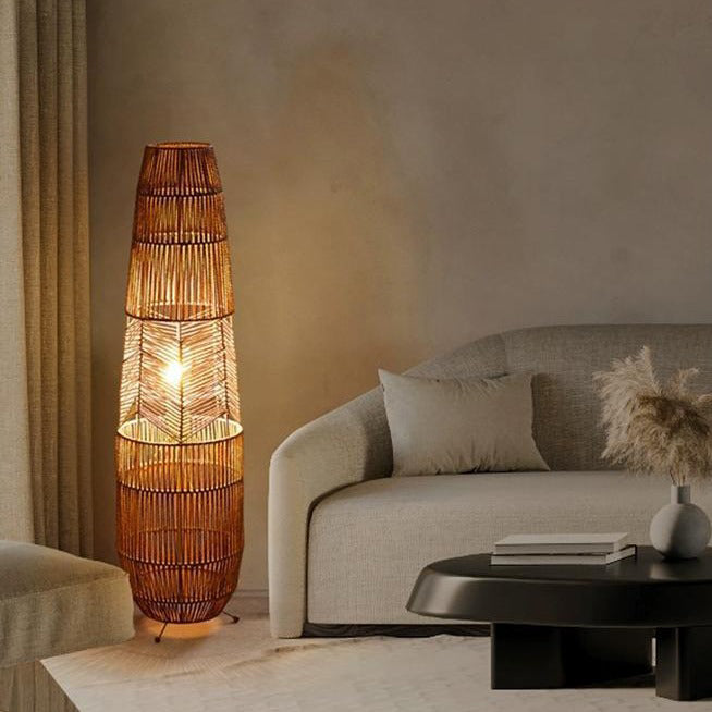 Traditional Japanese Weaving Iron Floor Lamp