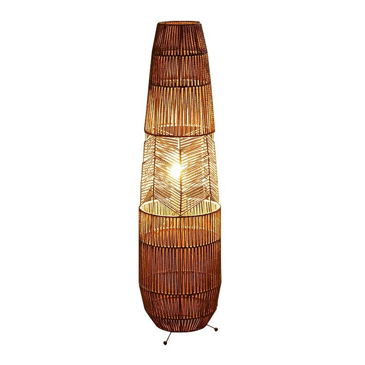 Traditional Japanese Weaving Iron Floor Lamp