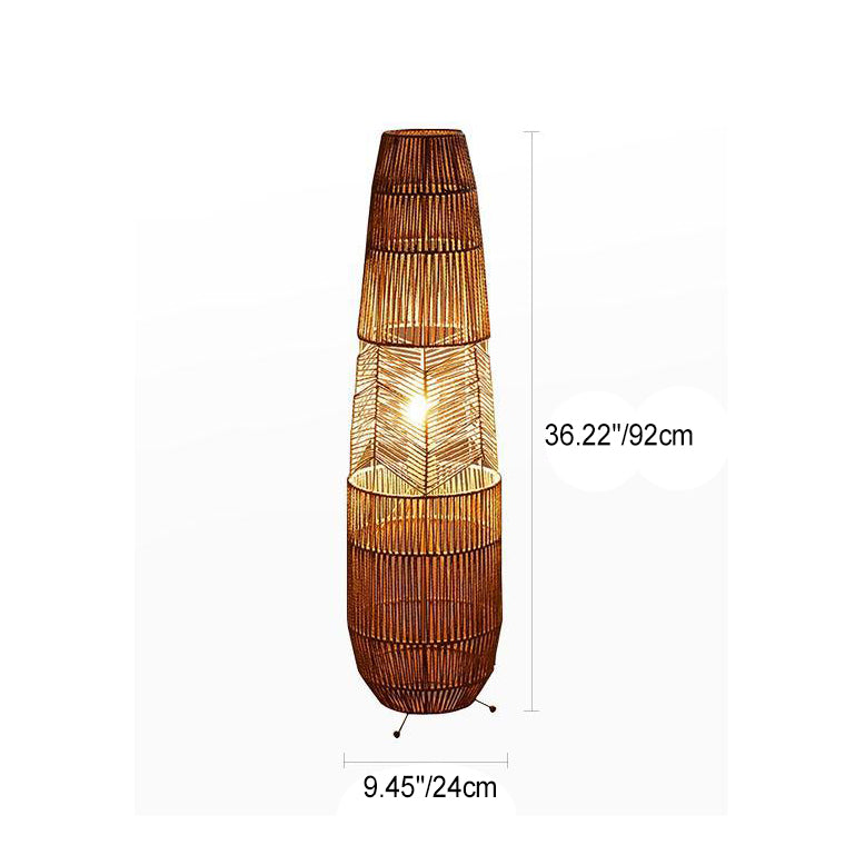 Traditional Japanese Weaving Iron Floor Lamp