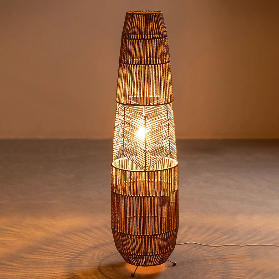 Traditional Japanese Weaving Iron Floor Lamp