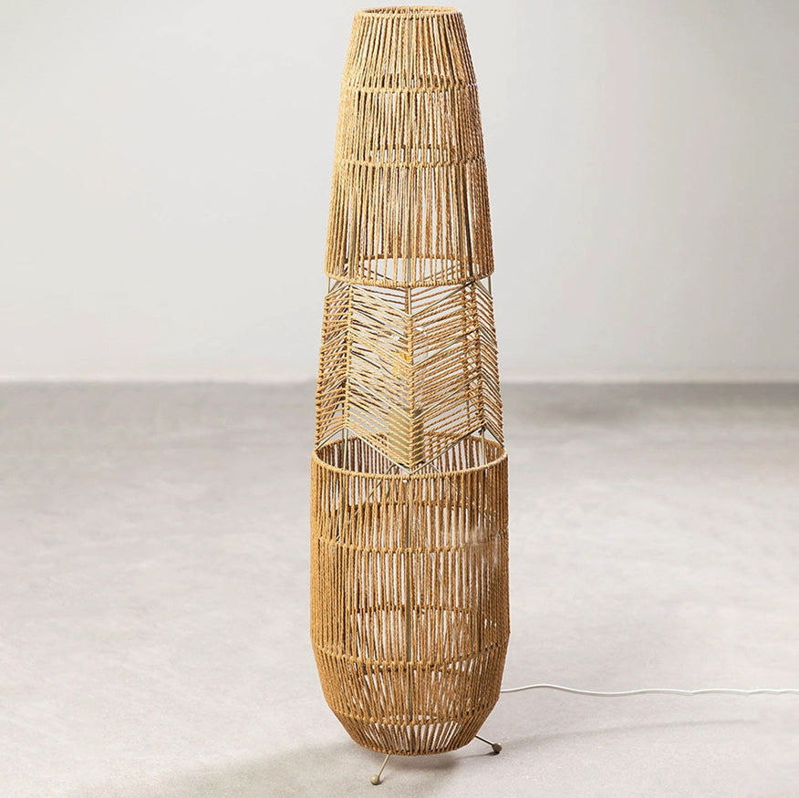 Traditional Japanese Weaving Iron Floor Lamp