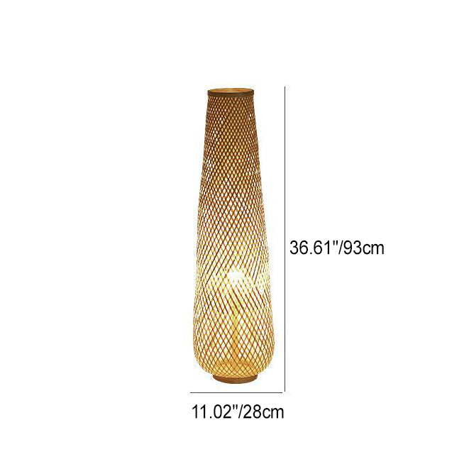 Handmade Weaving Bamboo Column Floor Lamp
