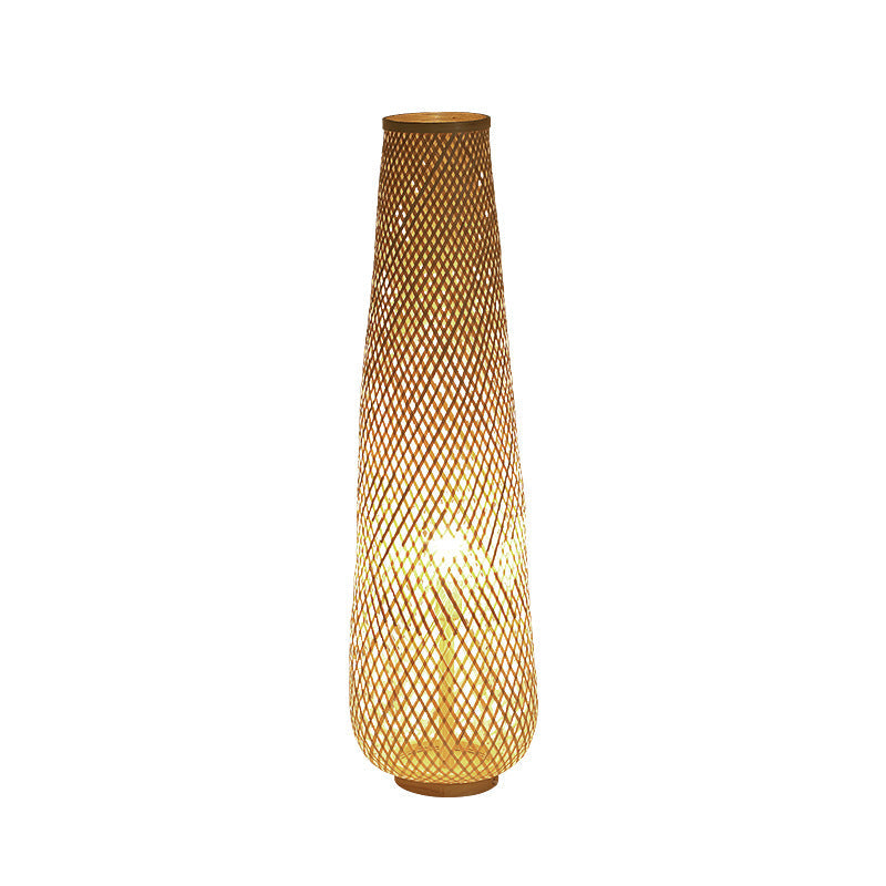 Handmade Weaving Bamboo Column Floor Lamp