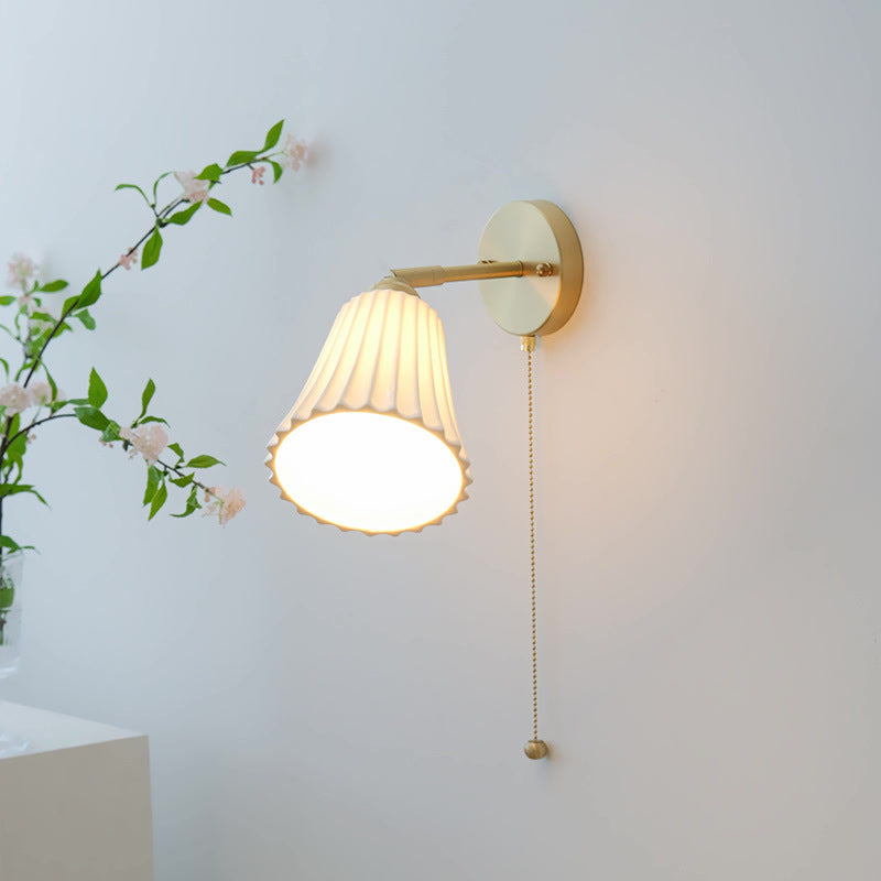 Brass Ceramic Horn Zipper Wall Lamp