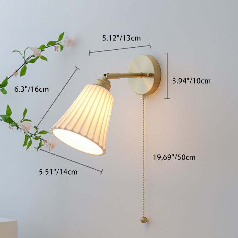 Brass Ceramic Horn Zipper Wall Lamp