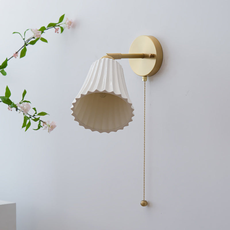Brass Ceramic Horn Zipper Wall Lamp