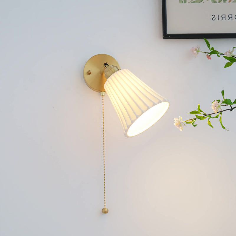 Brass Ceramic Horn Zipper Wall Lamp