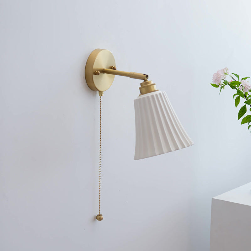 Brass Ceramic Horn Zipper Wall Lamp