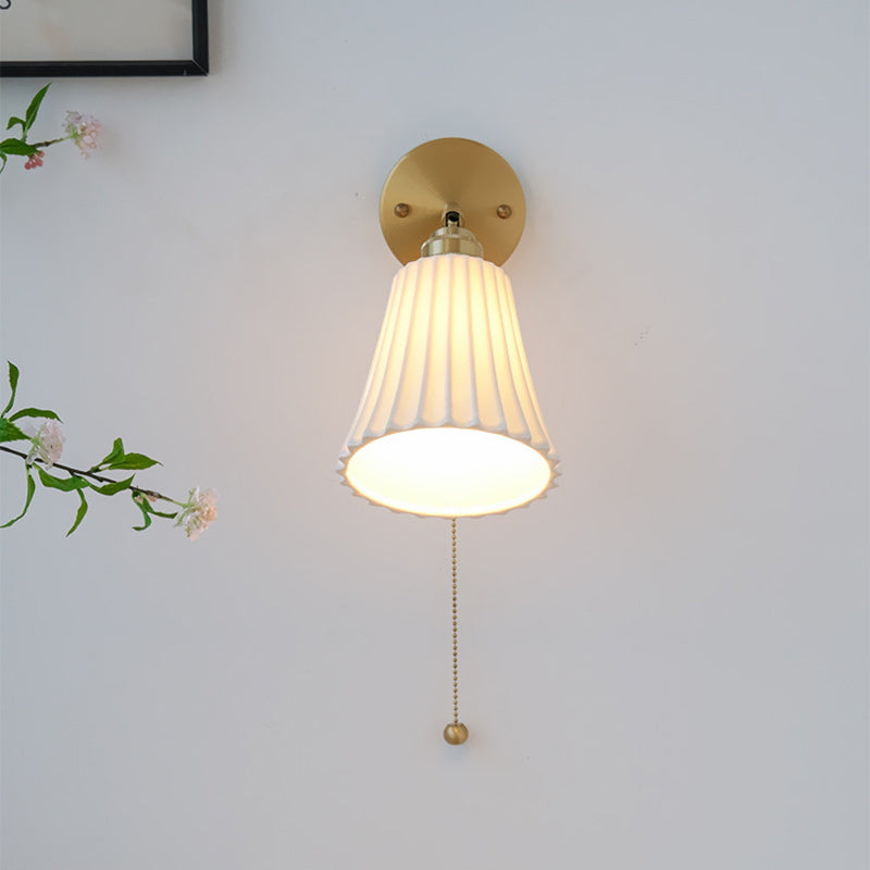 Brass Ceramic Horn Zipper Wall Lamp