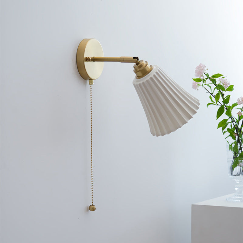 Brass Ceramic Horn Zipper Wall Lamp