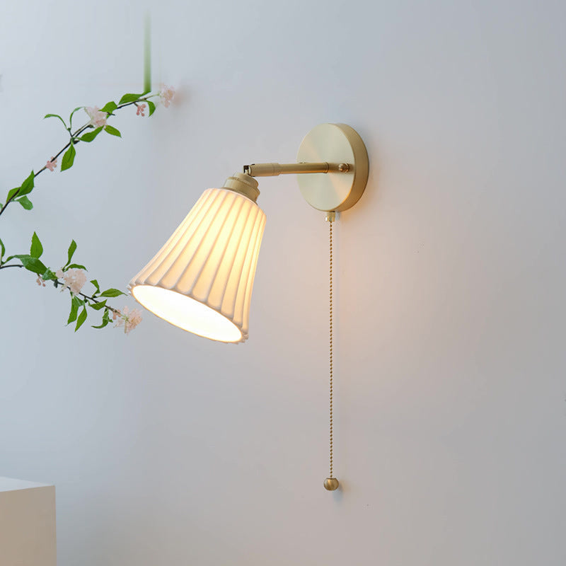 Brass Ceramic Horn Zipper Wall Lamp