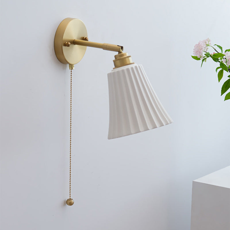 Brass Ceramic Horn Zipper Wall Lamp