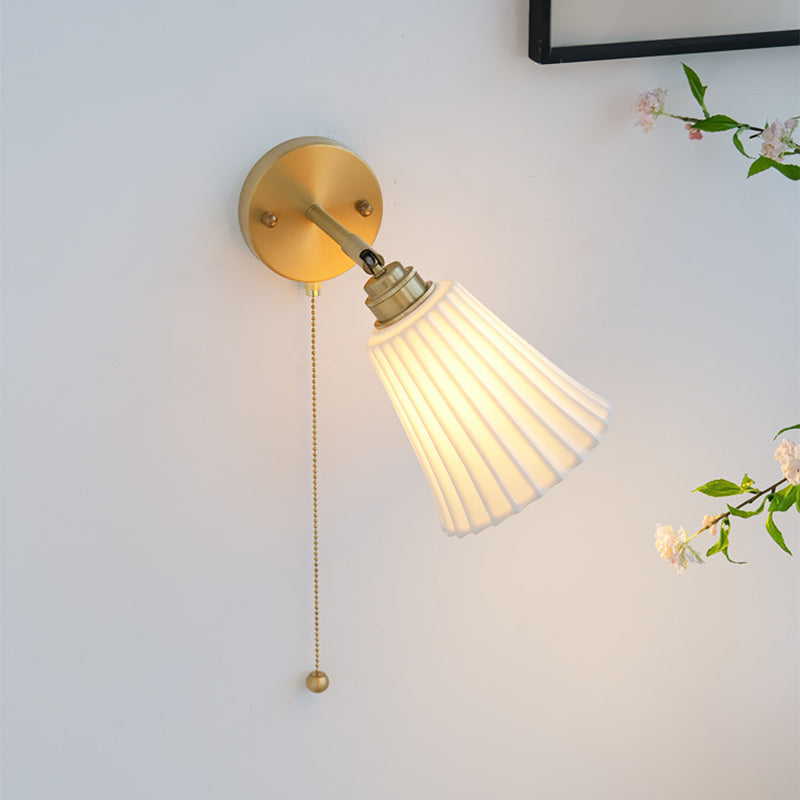 Brass Ceramic Horn Zipper Wall Lamp