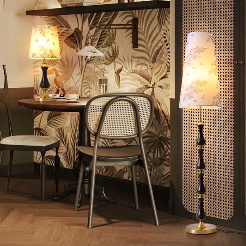 Solid Wood Metal Fabric Table Lamp