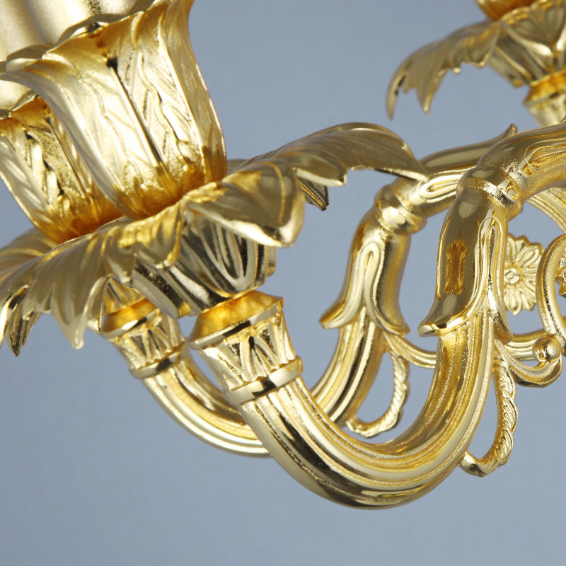 Brass Fabric Peacock Gemstone 6-Light Table Lamp