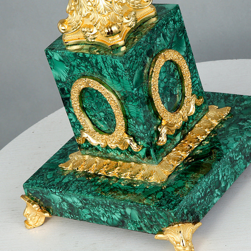 Brass Fabric Peacock Gemstone 6-Light Table Lamp