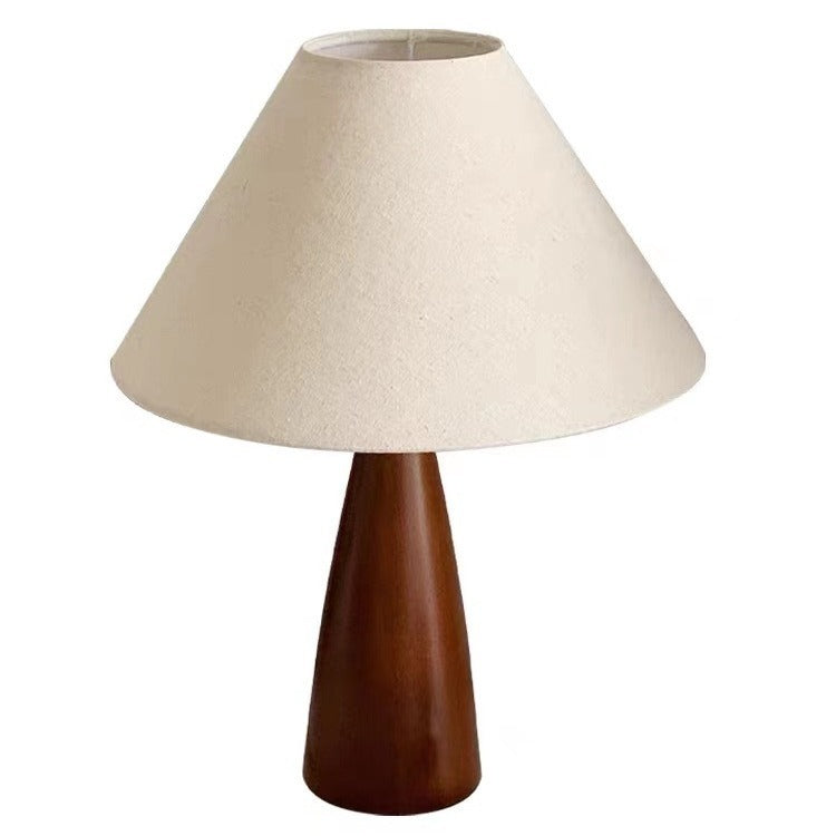 Conic Rubber Wood Fabric Table Lamp