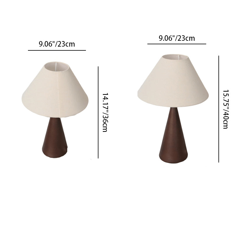 Conic Rubber Wood Fabric Table Lamp