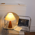 Conic Rubber Wood Fabric Table Lamp