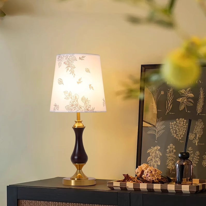 Solid Wood Metal Fabric Table Lamp