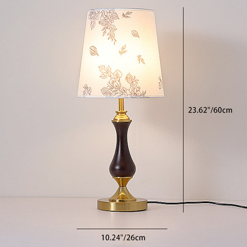 Solid Wood Metal Fabric Table Lamp