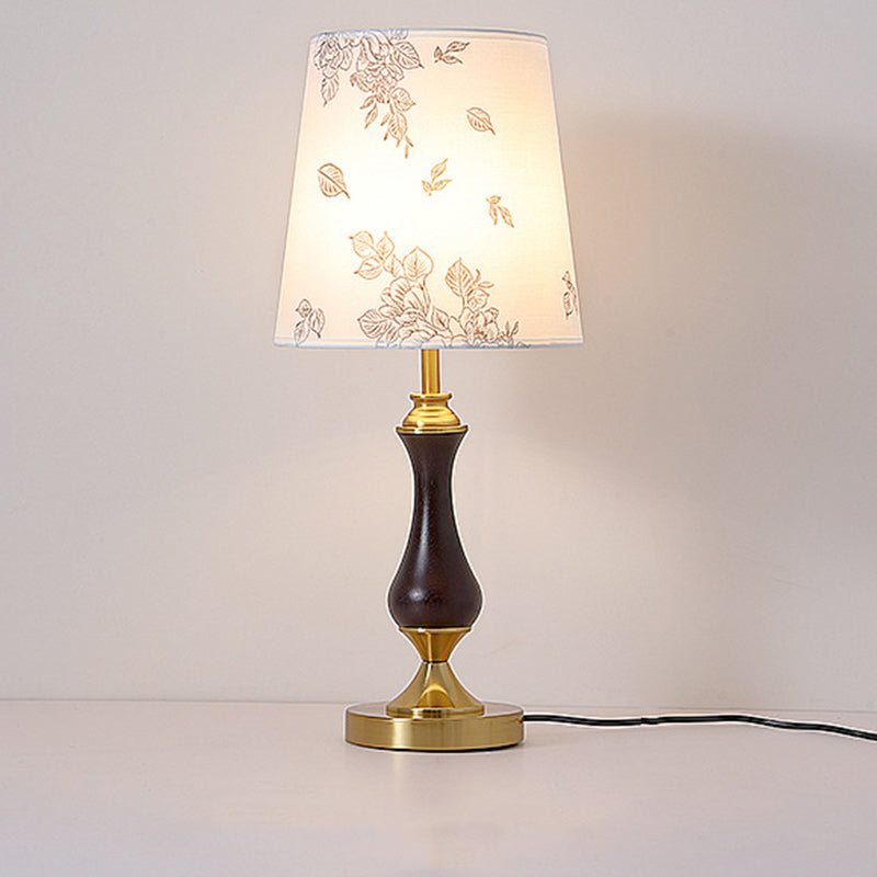 Solid Wood Metal Fabric Table Lamp