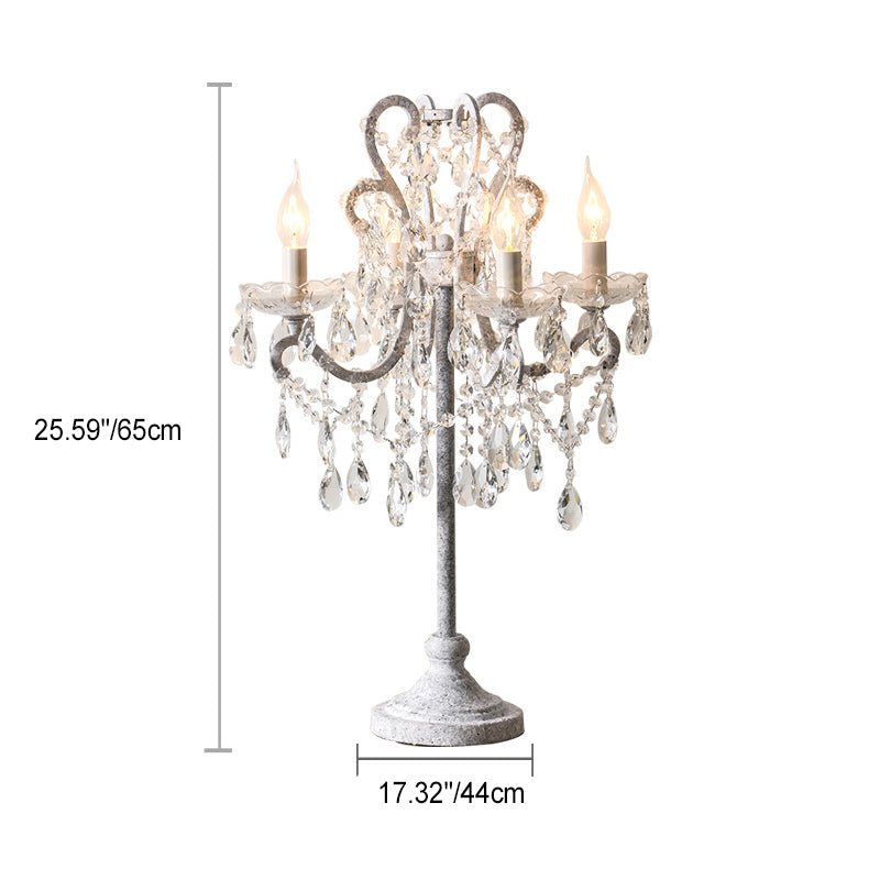 Iron Glass Crystal Candlestick 4-Light Table Lamp