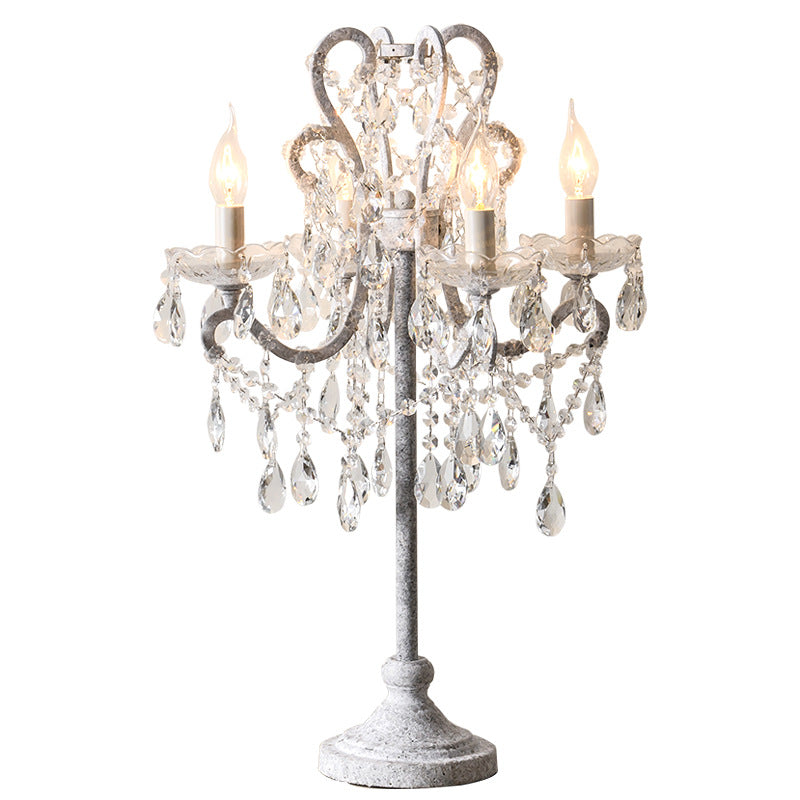 Iron Glass Crystal Candlestick 4-Light Table Lamp