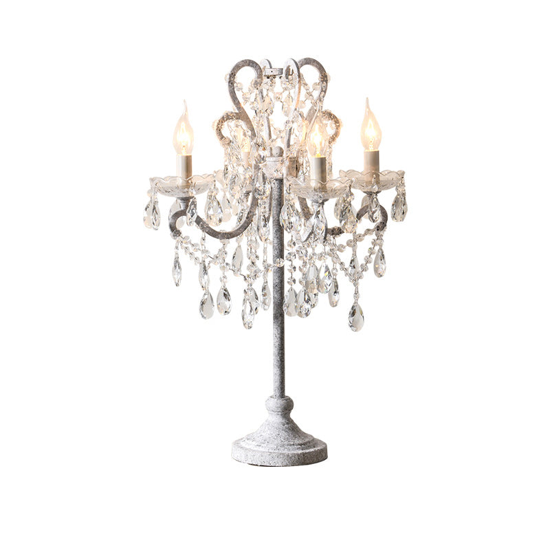 Iron Glass Crystal Candlestick 4-Light Table Lamp