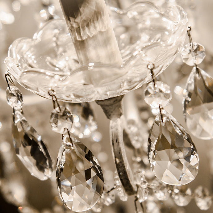 Iron Glass Crystal Candlestick 4-Light Table Lamp