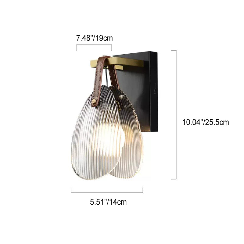 Iron Brass Glass Leather Wall Lamp